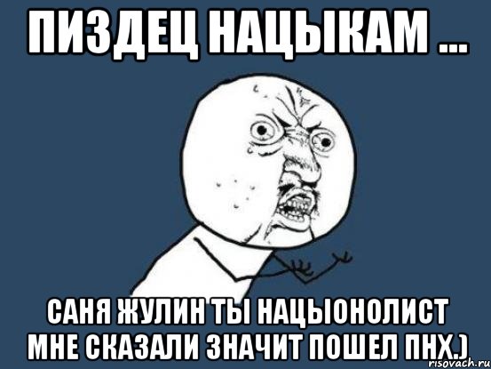 пиздец нацыкам ... саня жулин ты нацыонолист мне сказали значит пошел пнх.), Мем Ну почему