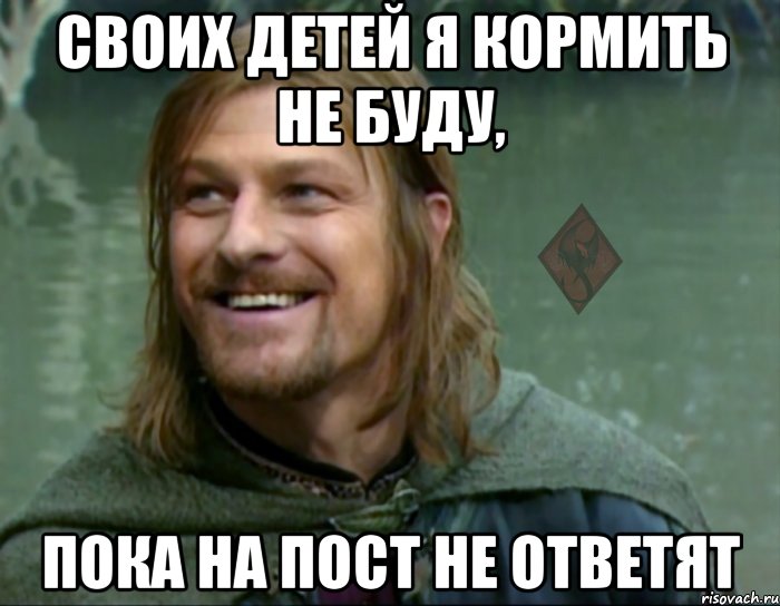 своих детей я кормить не буду, пока на пост не ответят, Мем ОР Тролль Боромир