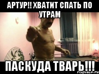 Артур!! Хватит спать по утрам паскуда тварь!!!, Мем Паскуда тварь