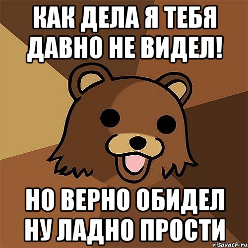 Как дела я тебя давно не видел! Но верно обидел ну ладно прости, Мем Педобир