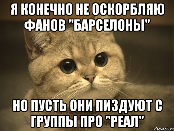 Я конечно не оскорбляю фанов "Барселоны" но пусть они пиздуют с группы про "Реал"