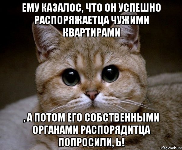 ему казалос, что он успешно распоряжаетца чужими квартирами , а потом его собственными органами распорядитца попросили, ь!, Мем Пидрила Ебаная