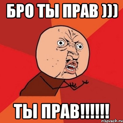 Бро ты прав ))) ТЫ ПРАВ!!!!!!, Мем Почему