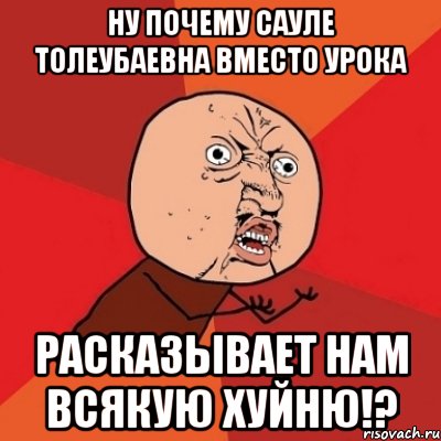 Ну почему Сауле Толеубаевна вместо урока Расказывает нам всякую ХУЙНЮ!?, Мем Почему