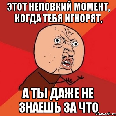 этот неловкий момент, когда тебя игнорят, а ты даже не знаешь за что, Мем Почему