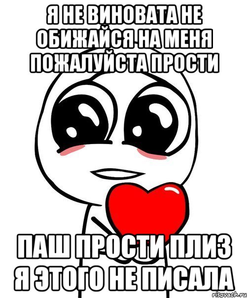 Я не виновата не обижайся на меня пожалуйста прости Паш прости плиз я этого не писала, Мем  Я тебя люблю