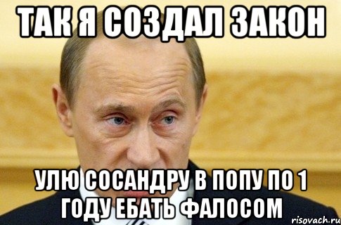 так я создал закон улю сосандру в попу по 1 году ебать фалосом, Мем путин