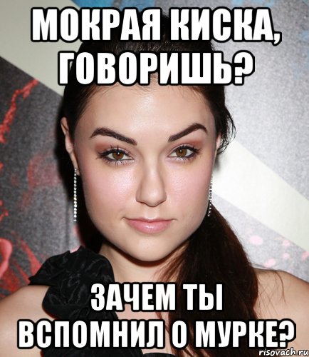 мокрая киска, говоришь? зачем ты вспомнил о мурке?, Мем  Саша Грей улыбается