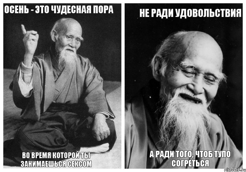 осень - это чудесная пора во время которой ты занимаешься сексом не ради удовольствия а ради того, чтоб тупо согреться, Комикс Мудрец-монах (4 зоны)