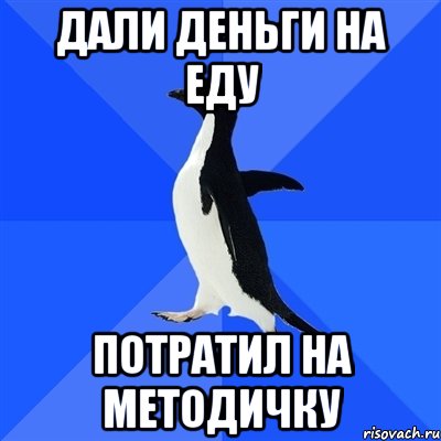 дали деньги на еду потратил на методичку, Мем  Социально-неуклюжий пингвин