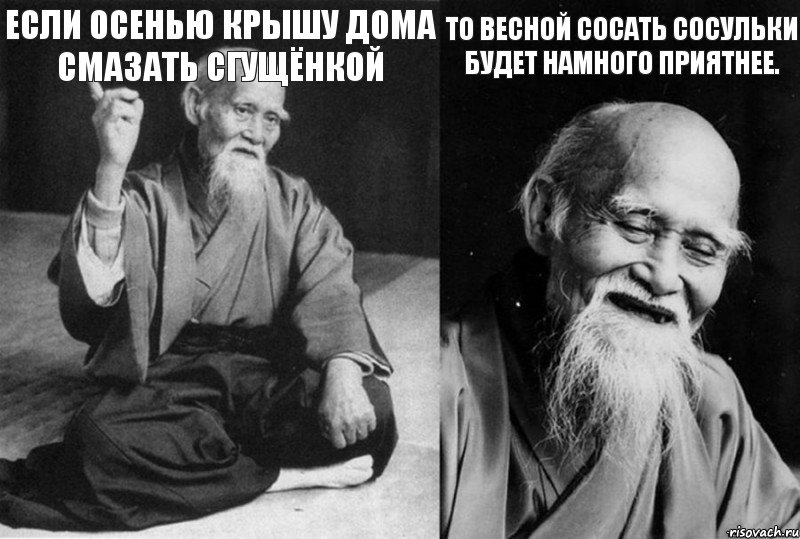 Если осенью крышу дома смазать сгущёнкой  то весной сосать сосульки будет намного приятнее. , Комикс Мудрец-монах (4 зоны)