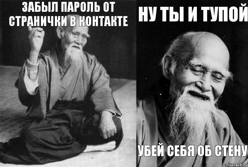 Забыл пароль от странички в контакте  ну ты и тупой убей себя об стену, Комикс Мудрец-монах (4 зоны)