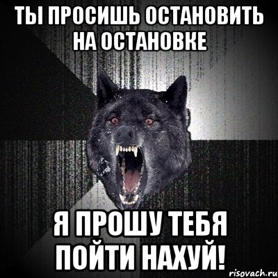 ты просишь остановить на остановке я прошу тебя пойти нахуй!, Мем Сумасшедший волк