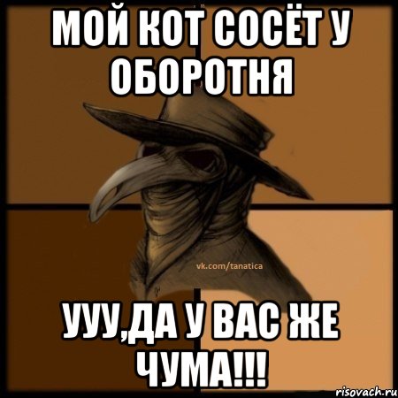 Мой кот сосёт у оборотня Ууу,да у вас же чума!!!, Мем  Чума