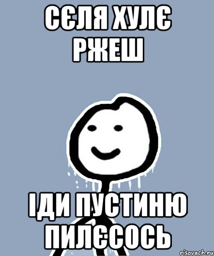 СЄЛЯ ХУЛЄ РЖЕШ іди пустиню пилєсось, Мем  Теребонька замерз