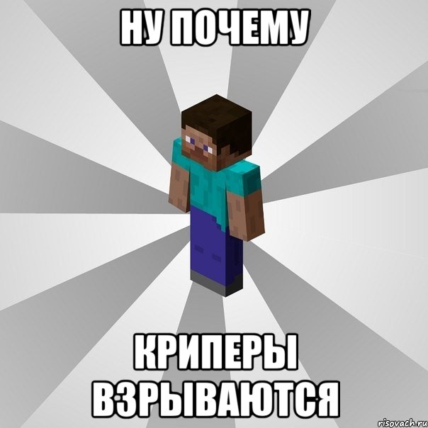 ну почему криперы взрываются, Мем Типичный игрок Minecraft