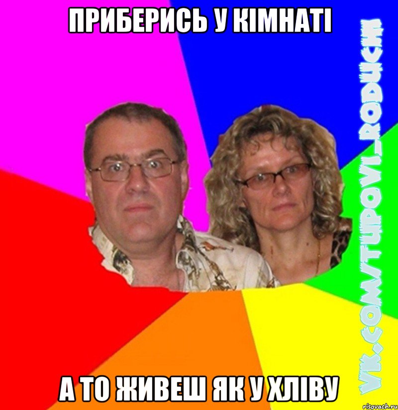 приберись у кімнаті а то живеш як у хліву, Мем  Типовi батьки