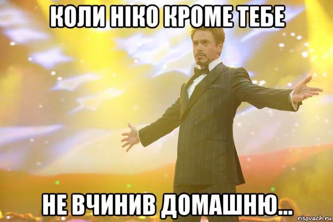 Коли ніко кроме тебе не вчинив домашню..., Мем Тони Старк (Роберт Дауни младший)