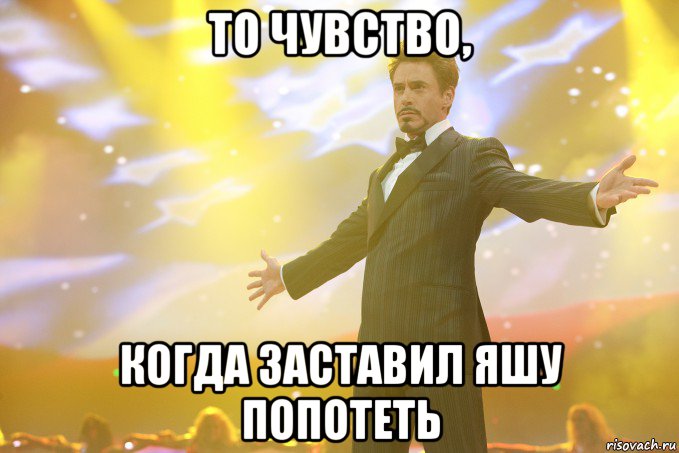 то чувство, когда заставил Яшу попотеть, Мем Тони Старк (Роберт Дауни младший)