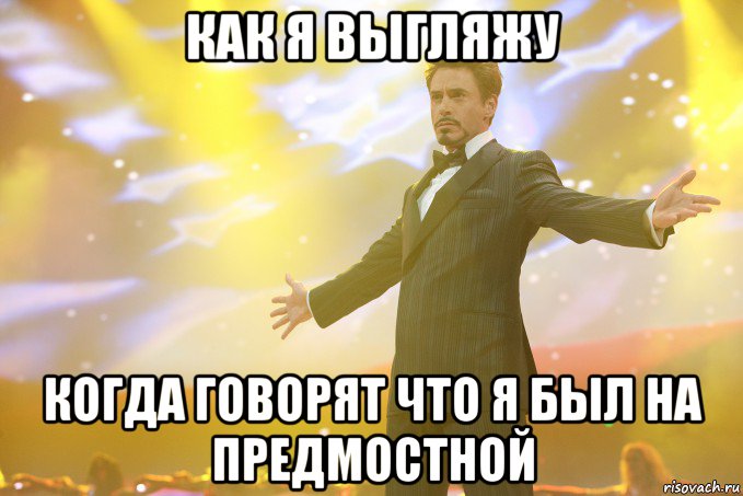 Как я выгляжу Когда говорят что я был на предмостной, Мем Тони Старк (Роберт Дауни младший)