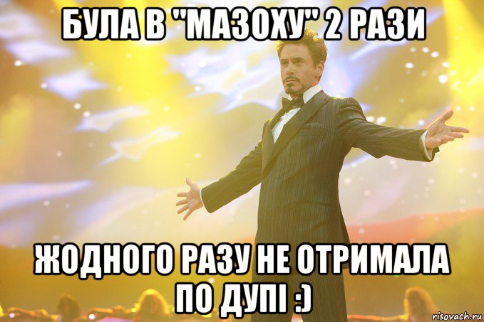 була в "Мазоху" 2 рази жодного разу не отримала по дупі :), Мем Тони Старк (Роберт Дауни младший)