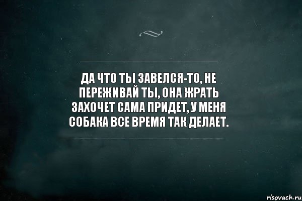 Да что ты завелся-то, не переживай ты, она жрать захочет сама придет, у меня собака все время так делает., Комикс Игра Слов