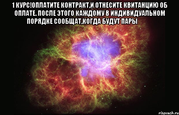 1 курс!Оплатите контракт,и отнесите квитанцию об оплате. После этого каждому в индивидуальном порядке сообщат,когда будут пары❗❗❗ , Мем Туманность