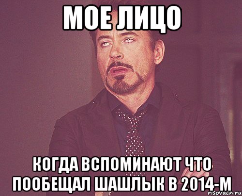 Мое лицо Когда вспоминают что пообещал шашлык в 2014-м, Мем твое выражение лица