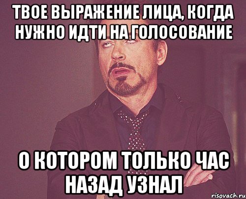 Твое выражение лица, когда нужно идти на голосование О котором только час назад узнал, Мем твое выражение лица