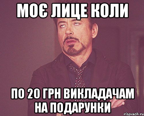 Моє лице коли по 20 грн викладачам на подарунки, Мем твое выражение лица