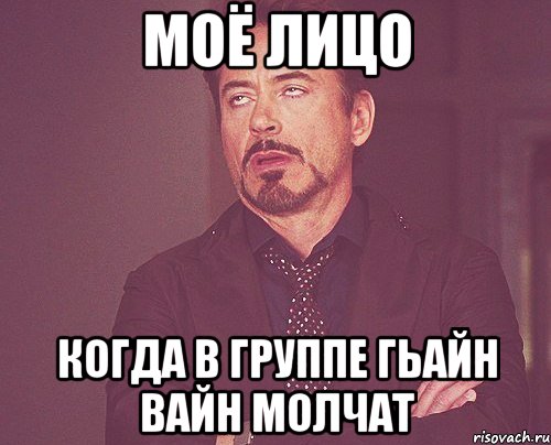 Моё лицо Когда в группе гьайн вайн молчат, Мем твое выражение лица