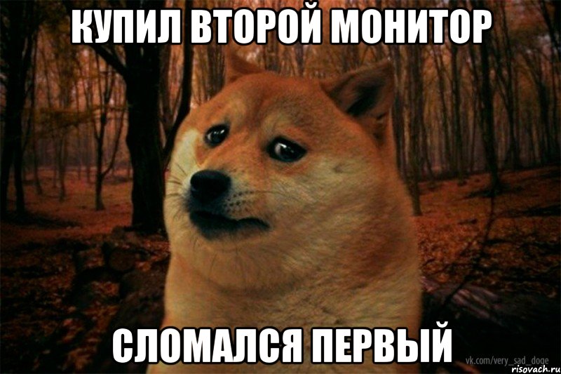 купил второй монитор сломался первый, Мем SAD DOGE