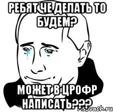 Ребят че делать то будем? Может в ЦРОФР написать???, Мем  Володя Путин