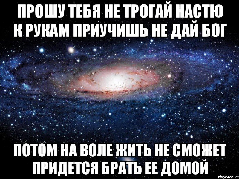 прошу тебя не трогай настю к рукам приучишь не дай бог потом на воле жить не сможет придется брать ее домой, Мем Вселенная