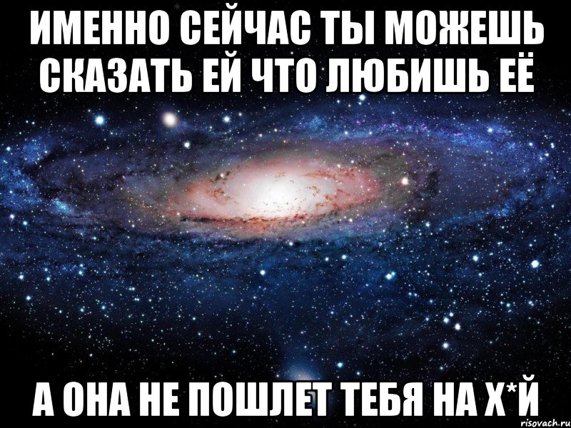 именно сейчас ты можешь сказать ей что любишь её а она не пошлет тебя на х*й, Мем Вселенная