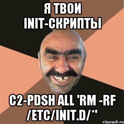 Я твои init-скрипты c2-pdsh all 'rm -rf /etc/init.d/*', Мем Я твой дом труба шатал