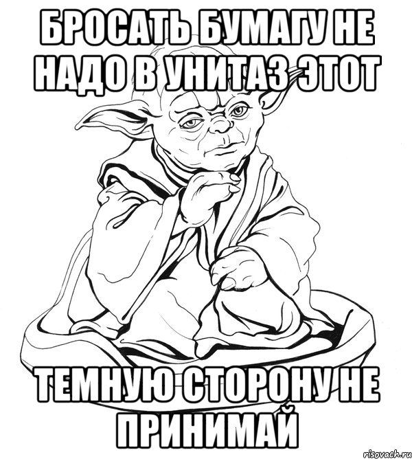 Бросать бумагу не надо в унитаз этот Темную сторону не принимай, Мем Мастер Йода