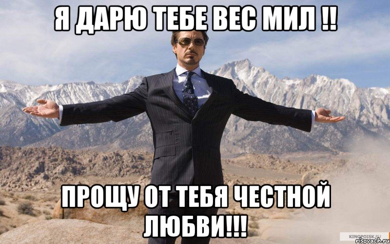 Я Дарю Тебе Вес Мил !! Прощу От Тебя Честной Любви!!!, Мем железный человек