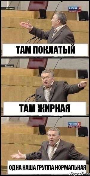 там поклатый там жирная одна наша группа нормальная, Комикс Жириновский разводит руками 3