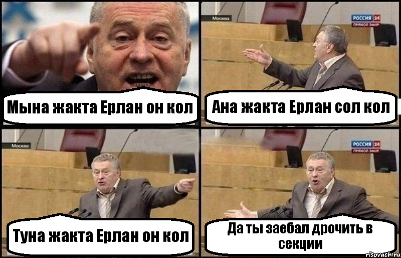 Мына жакта Ерлан он кол Ана жакта Ерлан сол кол Туна жакта Ерлан он кол Да ты заебал дрочить в секции, Комикс Жириновский