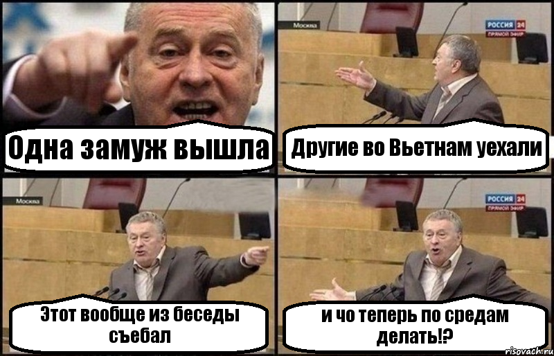 Одна замуж вышла Другие во Вьетнам уехали Этот вообще из беседы съебал и чо теперь по средам делать!?, Комикс Жириновский