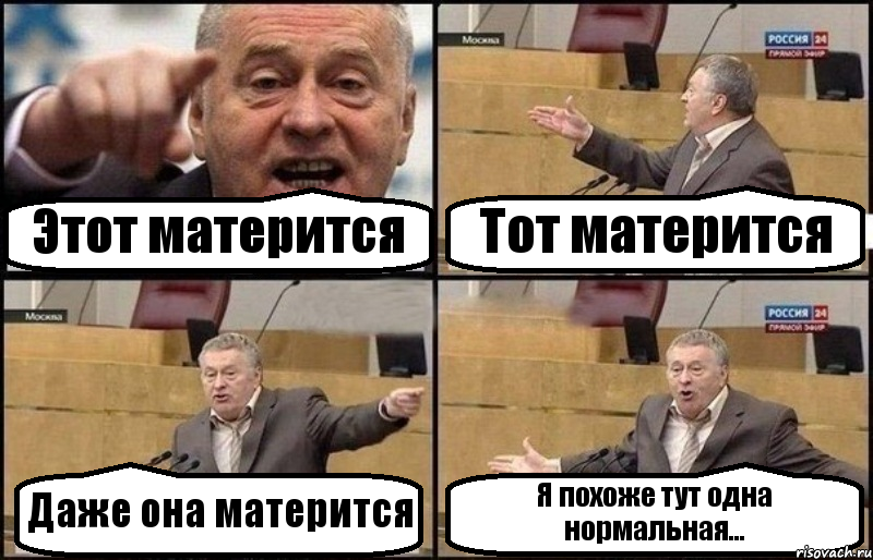 Этот матерится Тот матерится Даже она матерится Я похоже тут одна нормальная..., Комикс Жириновский