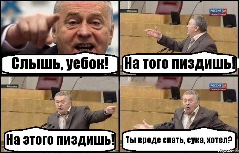 Слышь, уебок! На того пиздишь! На этого пиздишь! Ты вроде спать, сука, хотел?, Комикс Жириновский