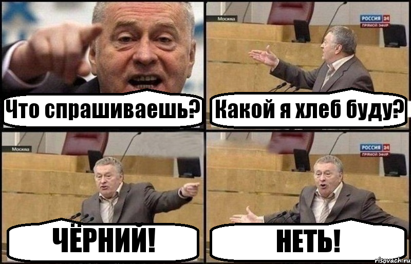 Что спрашиваешь? Какой я хлеб буду? ЧЁРНИЙ! НЕТЬ!, Комикс Жириновский