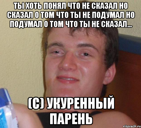 Ты хоть понял что не сказал но сказал о том что ты не подумал но подумал о том что ты не сказал... (c) Укуренный Парень, Мем 10 guy (Stoner Stanley really high guy укуренный парень)