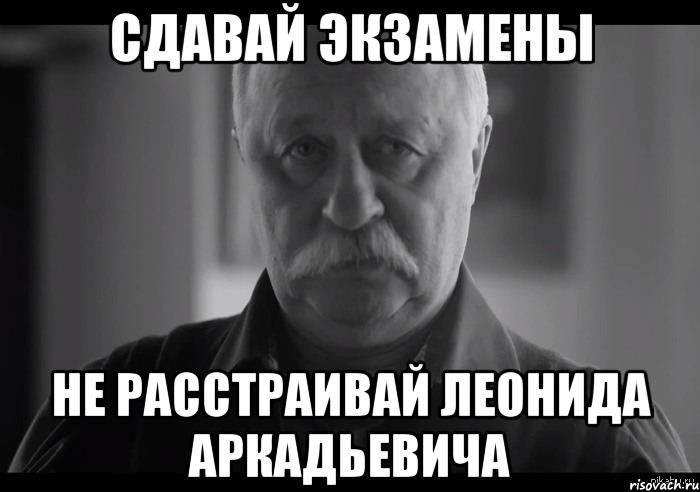 СДАВАЙ ЭКЗАМЕНЫ НЕ РАССТРАИВАЙ ЛЕОНИДА АРКАДЬЕВИЧА, Мем Не огорчай Леонида Аркадьевича