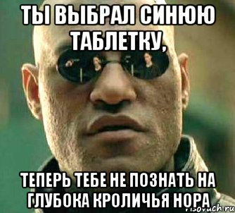 ты выбрал синюю таблетку, теперь тебе не познать на глубока кроличья нора, Мем  а что если я скажу тебе