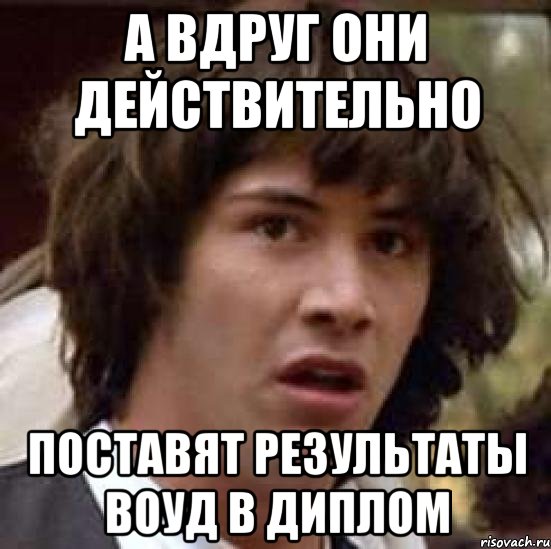 А вдруг они действительно поставят результаты ВОУД в диплом, Мем А что если (Киану Ривз)