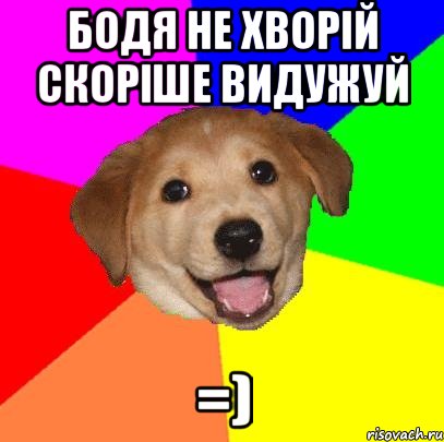 Бодя не хворій скоріше видужуй =), Мем Advice Dog