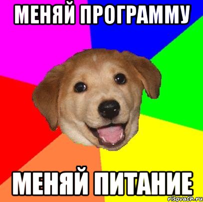 меняй программу меняй питание, Мем Advice Dog